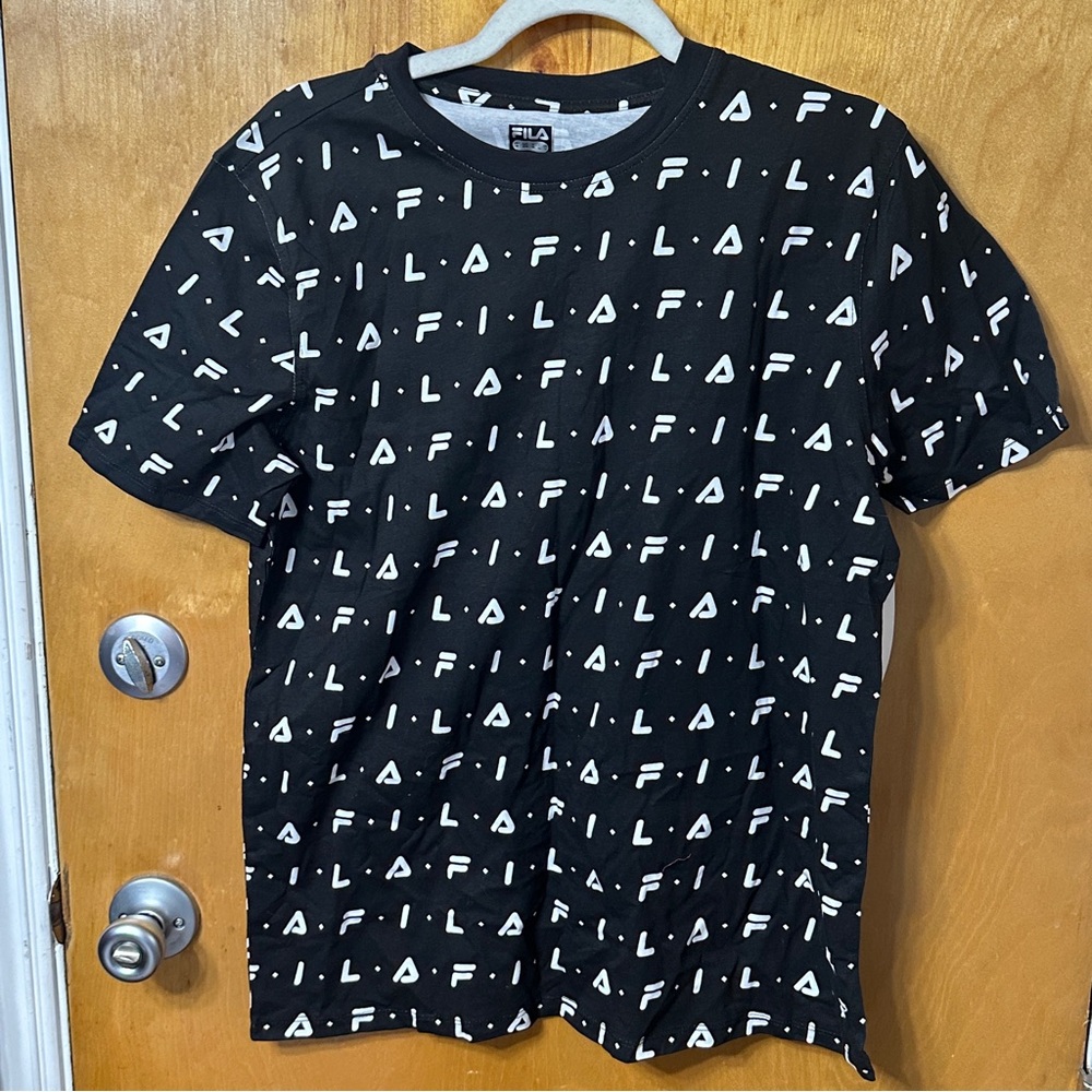 FILA Black and White Logo Pattern Men's Tee